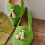 Pointy Tassel Loafer Lizard-Citrus-Lime (short tassel)