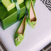 Pointy Tassel Loafer Lizard-Citrus-Lime (short tassel)