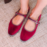 Mary Jane Furlane Velluto Bordo