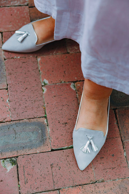 Pointy Tassel Loafer Grey-Berg Wash Argento (short tassel)