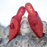 Red Woven Tassel Mules