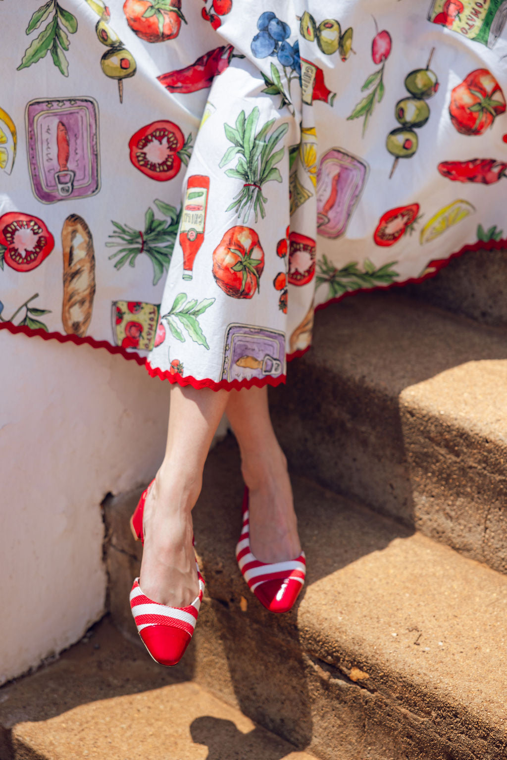 Red Stripes Slingback