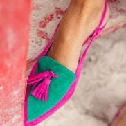 Hot Pink-Verde Estivo Tassel Slingback