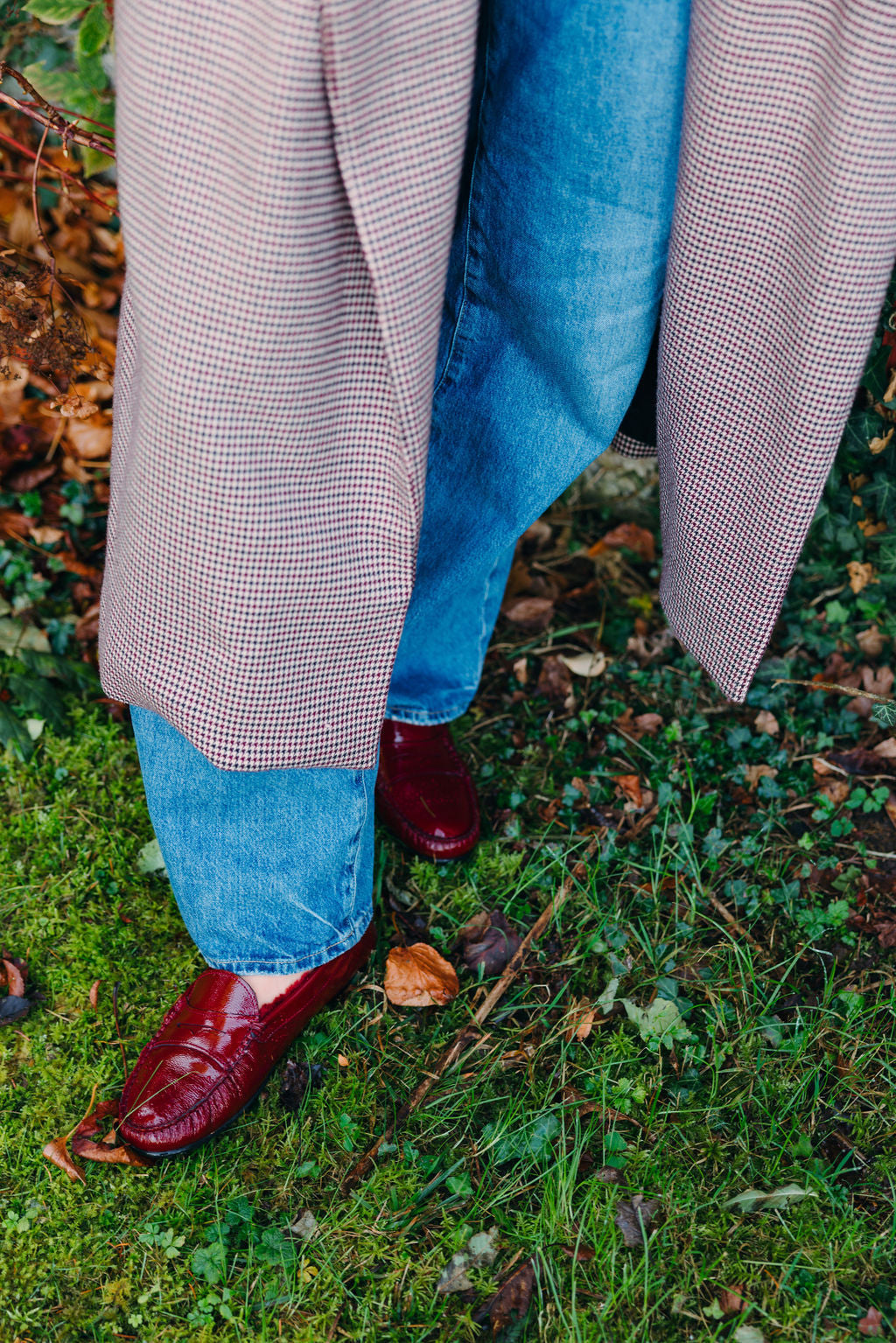 Patent Moccasin Bordo Shearling Lined