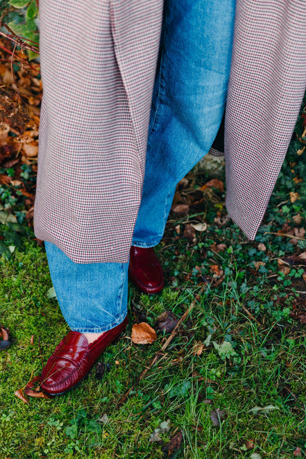 Patent Moccasin Bordo Shearling Lined