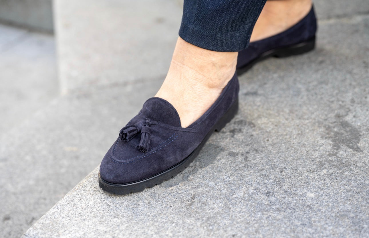 London Tassel Loafer Navy lined
