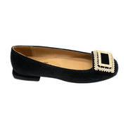 Velvet Ballerina with Crystal Buckle Black