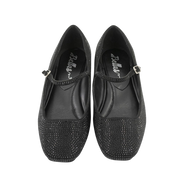 Mary Jane Velluto Nero with rhinestones