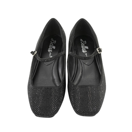 Mary Jane Velluto Nero with rhinestones