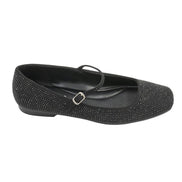 Mary Jane Velluto Nero with rhinestones