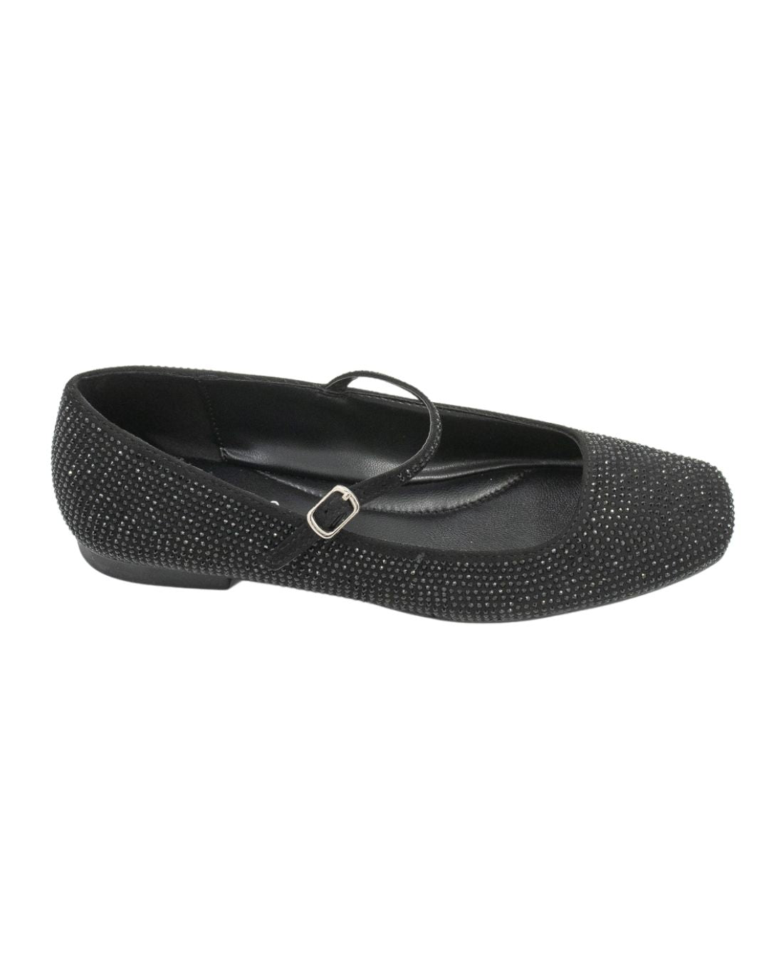 Mary Jane Velluto Nero with rhinestones