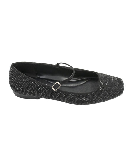 Mary Jane Velluto Nero with rhinestones