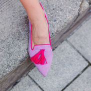 Pointy Tassel Loafer Bouganville-Rose Petal-Fancy (long tassel)