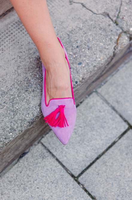 Pointy Tassel Loafer Bouganville-Rose Petal-Fancy (long tassel)
