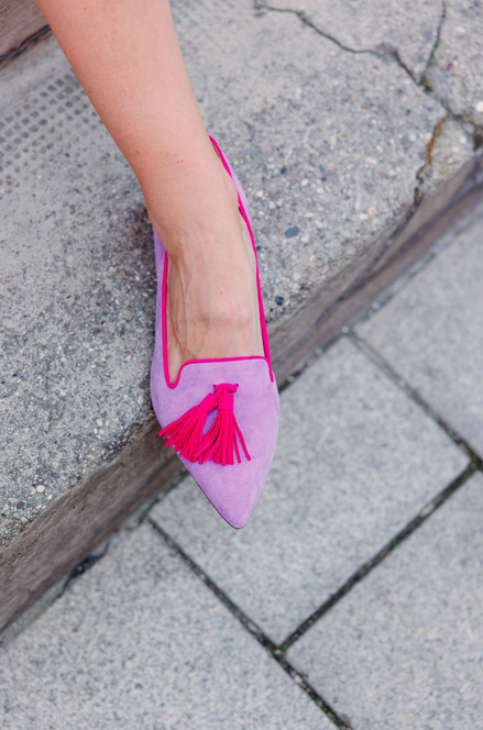 Pointy Tassel Loafer Bouganville-Rose Petal-Fancy (long tassel)