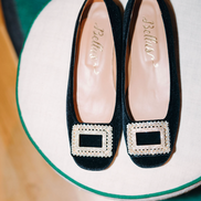 Velvet Ballerina with Crystal Buckle Black