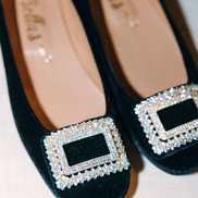 Velvet Ballerina with Crystal Buckle Black