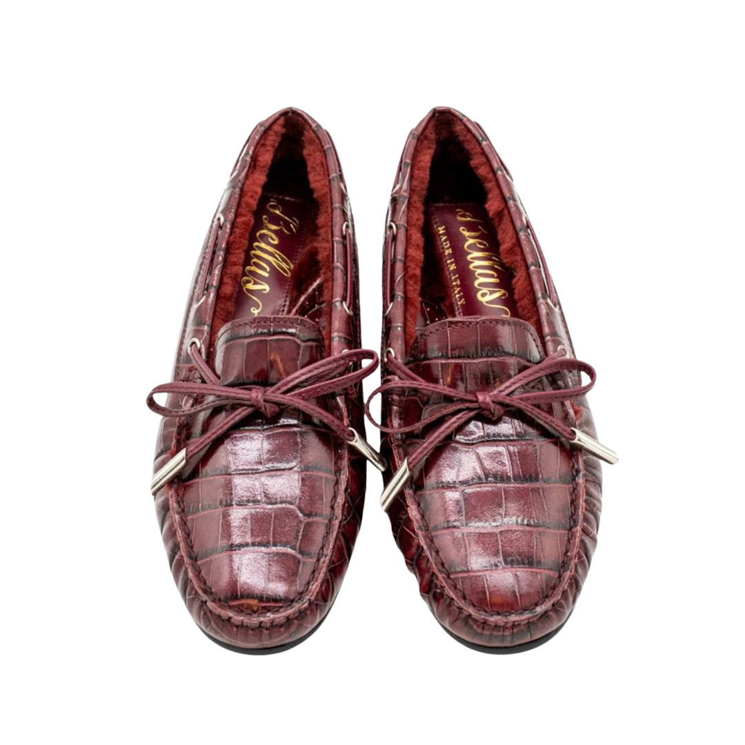 Bow Moccasin Cocco Bordo Shearling Lined
