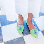 Pointy Tassel Loafer Green - Lavander (short tassel)