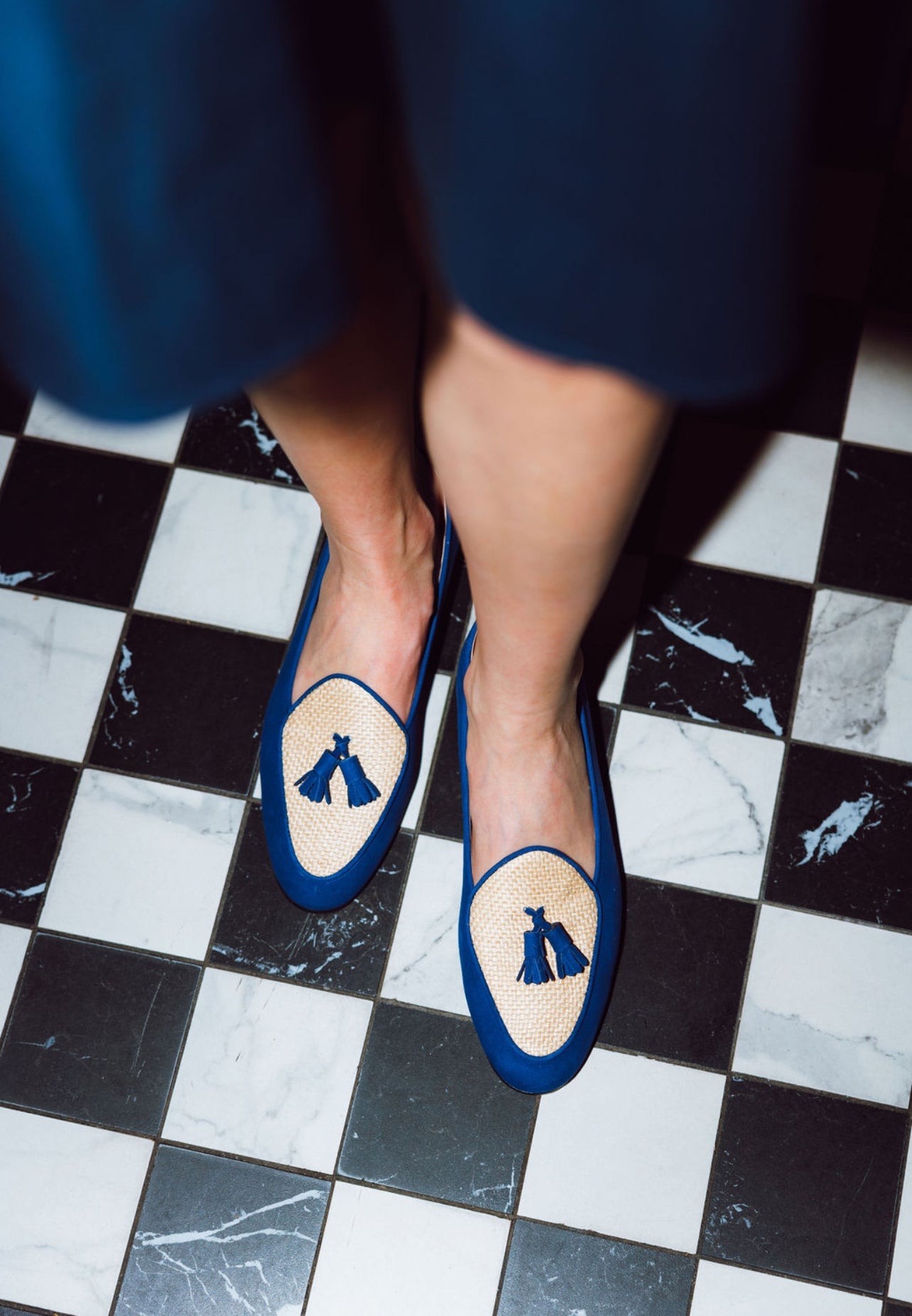 Raffia Tassel Loafer Marine