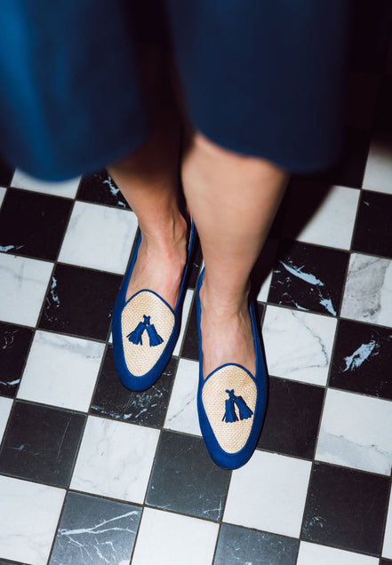Raffia Tassel Loafer Marine