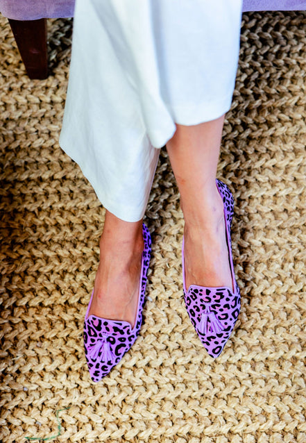 Pointy Tassel Loafer Leopardino Lilla (short Tassel)