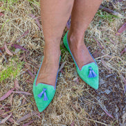 Pointy Tassel Loafer Green - Lavander (short tassel)