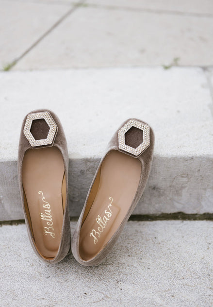 Velvet Ballerina with Crystal Buckle Puro