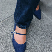 Pointy Mary Jane Tweed Navy
