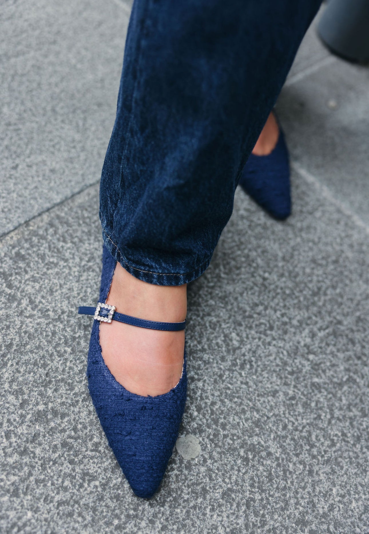 Pointy Mary Jane Tweed Navy