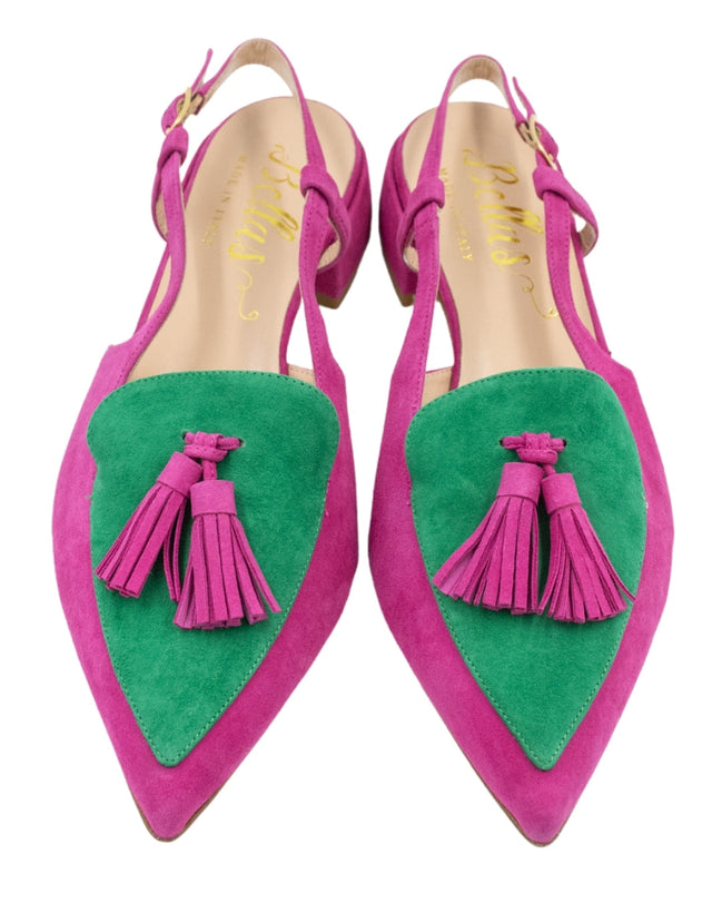 Hot Pink-Verde Estivo Tassel Slingback