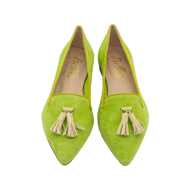 Pointy Tassel Loafer Lizard-Citrus-Lime (short tassel)