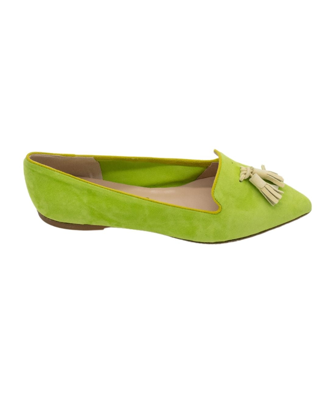 Pointy Tassel Loafer Lizard-Citrus-Lime (short tassel)