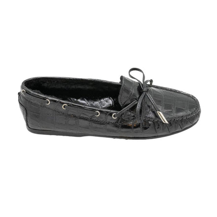 Bow Moccasin Cocco Nero Shearling Lined