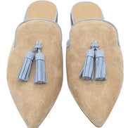 Nude-Sky Tassel Mules