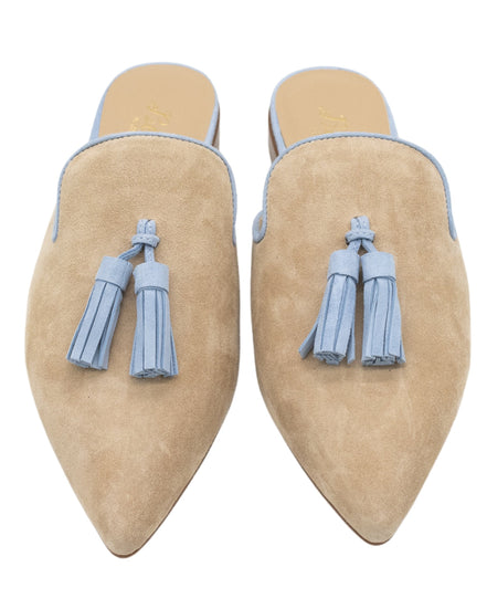 Nude-Sky Tassel Mules