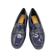 Patent Moccasin Blu Shearling Lined