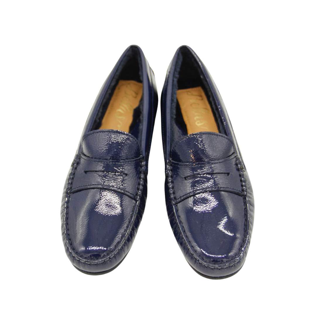 Patent Moccasin Blu Shearling Lined