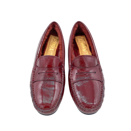 Patent Moccasin Bordo Shearling Lined