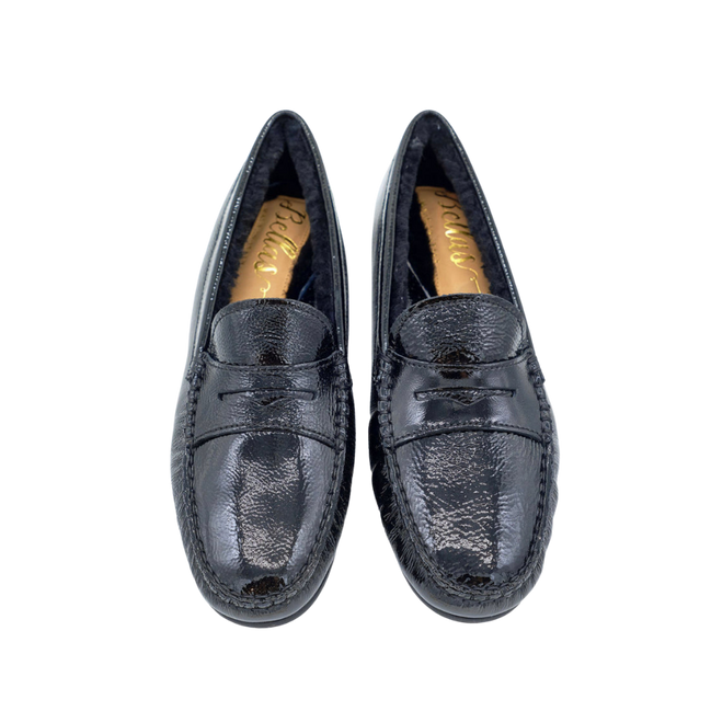 Patent Moccasin Nero Shearling Lined