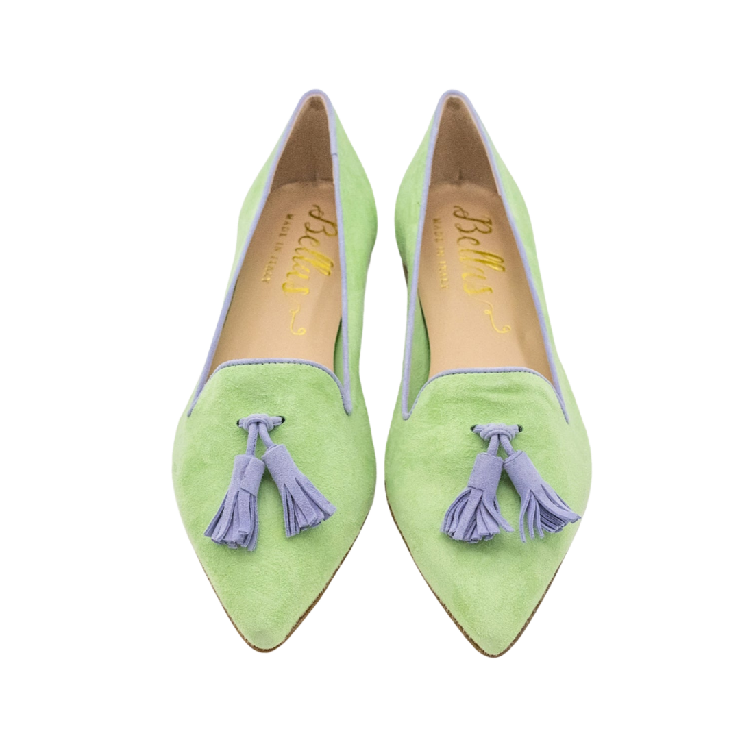 Pointy Tassel Loafer Green - Lavander (short tassel)