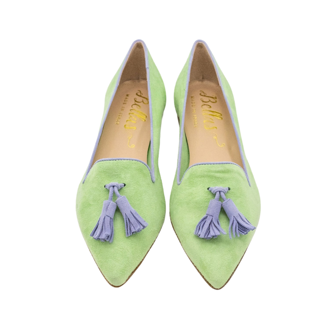 Pointy Tassel Loafer Green - Lavander (short tassel)