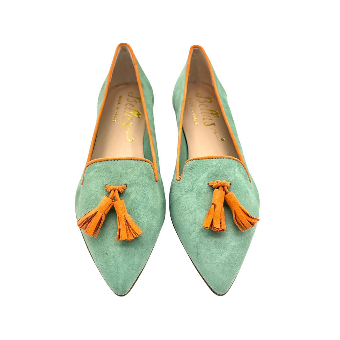 Pointy Tassel Loafer Mint - Papaya (short tassel)