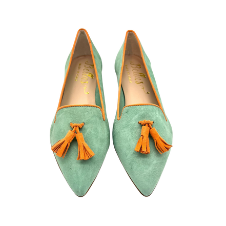 Pointy Tassel Loafer Mint - Papaya (short tassel)
