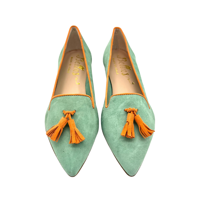 Pointy Tassel Loafer Mint - Papaya (short tassel)