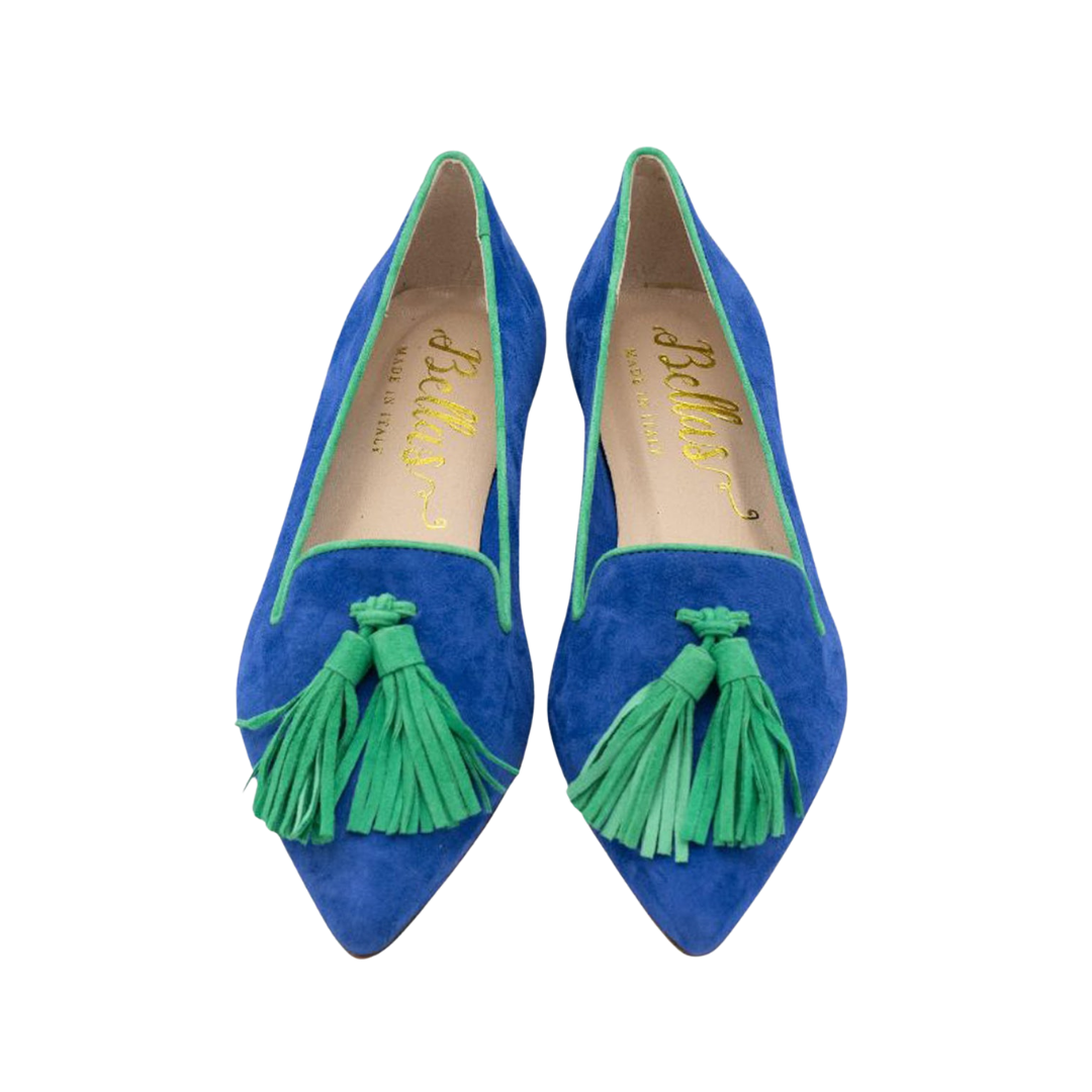 Pointy Tassel Loafer Navy - Verde Estivo (long tassel)