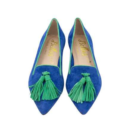 Pointy Tassel Loafer Navy - Verde Estivo (long tassel)
