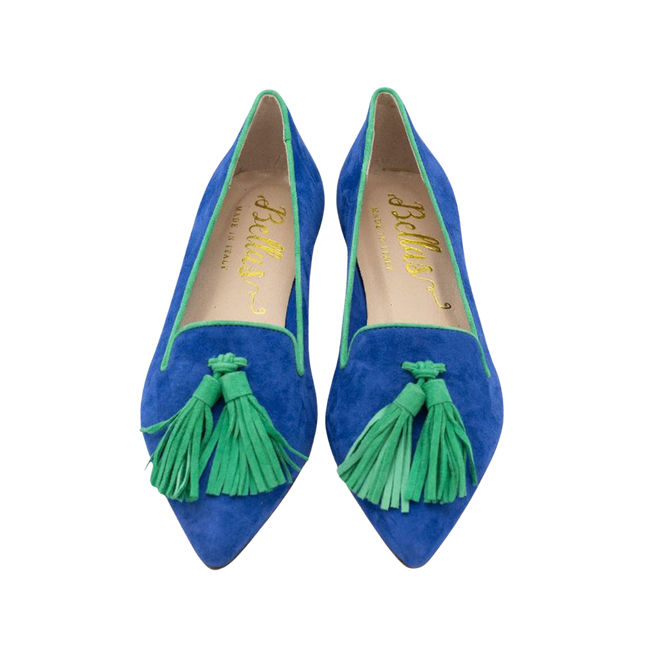 Pointy Tassel Loafer Navy - Verde Estivo (long tassel)