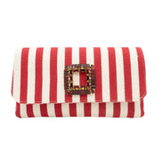 Red Striped Fabric Clutch