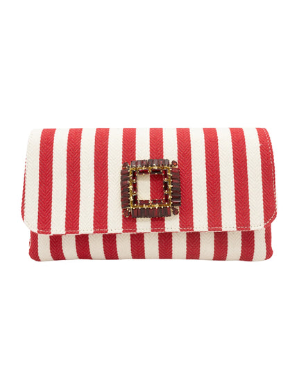 Red Striped Fabric Clutch